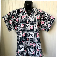 Load image into Gallery viewer, Baseball New York Yankees Block Medical Relaxed Scrub Top Unisex Style Men's Scrub Top Women's Scrub Top
