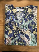 Load image into Gallery viewer, Peacock Medical Scrub Top Metallic Shimmer on Feathers Large Print Unisex Style for Men & Women