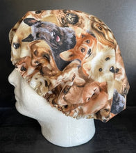 Load image into Gallery viewer, Puppy Dogs "PUPPOURRI" Packed Fabric Veterinary Unisex Medical Surgical Scrub Caps Men & Women Tie Back and Bouffant Hat Styles