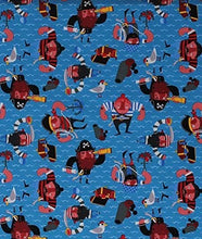 Load image into Gallery viewer, Red Beard Pirate on Blue Fabric Nurse Medical Scrub Top Unisex Style for Men & Women