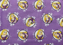 Load image into Gallery viewer, Tangled Rapunzel Forever Princess Purple Fabric Unisex Medical Surgical Scrub Caps Men & Women Tie Back and Bouffant Hat Styles