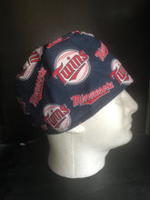 Load image into Gallery viewer, MINNESOTA TWINS Baseball Fabric Unisex Medical Surgical Scrub Caps Men & Women Tie Back and Bouffant Hat Styles