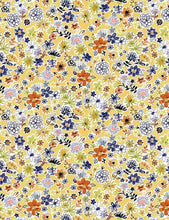 Load image into Gallery viewer, Floral Flowers on Yellow Fabric Unisex Medical Surgical Scrub Caps Men & Women Tie Back and Bouffant Hat Styles