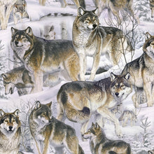 Load image into Gallery viewer, Medical Scrub Top Beautiful Wolves in Snow Unisex Relaxed Style for Men & Women