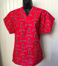 Load image into Gallery viewer, Baseball Anaheim Angels Fabric Medical Relaxed Scrub Top Unisex Style Men's Scrub Top & Women's Scrub Top