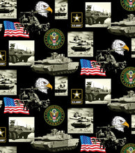 Load image into Gallery viewer, Patriotic Military US Army Strong Tanks Helicopter Black Fabric Nurse Medical Scrub Top Unisex Style for Men & Women