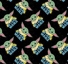 Load image into Gallery viewer, Yoda Solid Black Scrub Top with Star Wars Fabric on *Neck Band & Pocket Options* Medical Scrub Top Unisex Style Shirt for Men & Women