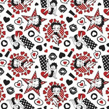 Load image into Gallery viewer, Sassy Betty Boop Cartoon Hearts White Red Black Fabric Nurse Medical Scrub Top Unisex Style Shirt for Men & Women