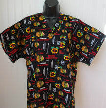 Load image into Gallery viewer, Hockey Chicago Blackhawks Medical Scrub Top Unisex Relaxed Style Men's Scrub Top & Women's Scrub Top