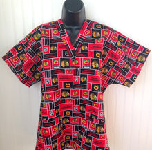 Load image into Gallery viewer, Hockey Chicago Blackhawks Medical Scrub Top Unisex Relaxed Style Men's Scrub Top & Women's Scrub Top