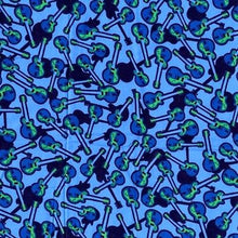 Load image into Gallery viewer, Rock On Musical Guitars Blue Nurse Medical Scrub Top Unisex Style for Men & Women