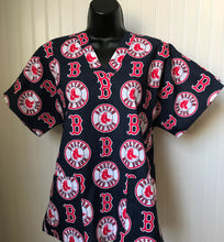 Load image into Gallery viewer, Baseball Boston Red Sox Medical Relaxed Scrub Top Unisex Style Men's Scrub Top Women's Scrub Top
