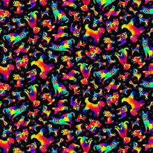 Load image into Gallery viewer, Animals Colorful Bright Tie Dye Rainbow Dogs Black Fabric Unisex Medical Surgical Scrub Caps Men & Women Tie Back and Bouffant Hat Styles