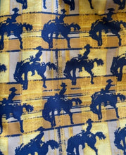 Load image into Gallery viewer, Western Rodeo Cowboy Tan Plaid Fabric Nurse Medical Scrub Top Unisex Style Shirt for Men & Women