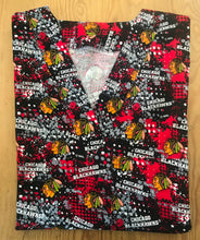 Load image into Gallery viewer, Hockey Chicago Blackhawks CAMO Medical Scrub Top Unisex Relaxed Style Men's Scrub Top & Women's Scrub Top