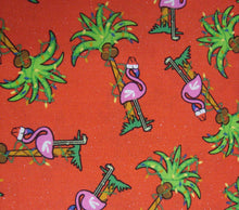 Load image into Gallery viewer, Merry Christmas Flamingo Claus Tropical Palm Trees Lights Shimmer of Glitter Medical Scrub Top Unisex Style for Men & Women