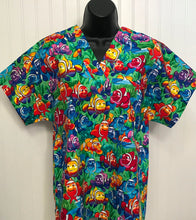 Load image into Gallery viewer, Clown Fish Medical Scrub Top Bright Rainbow Fish Unisex Style for Men & Women