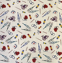 Load image into Gallery viewer, Medical Theme Heart Stethoscope Band-aide Crutches Nurse Medical Scrub Top Unisex Style for Men & Women