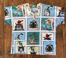 Load image into Gallery viewer, Cats Medical Scrub Top Silly & Curious Cat Selfies Framed Unisex Style Scrub Shirt for Men & Women