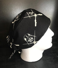 Load image into Gallery viewer, Glow in the Black Fabric Unisex Medical Surgical Scrub Caps Men & Women Tie Back and Bouffant Hat Styles