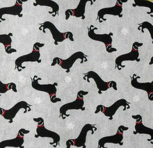 Load image into Gallery viewer, Retro Black Dachshund Wiener Dogs on Gray Nurse Medical Scrub Top Unisex Style for Men & Women