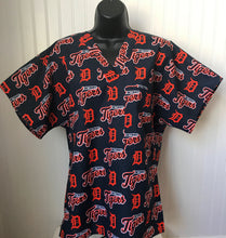 Load image into Gallery viewer, Baseball Detroit Tigers Medical Relaxed Scrub Top Unisex Style Men's Scrub Top Women's Scrub Top