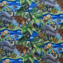 Load image into Gallery viewer, Bright Colorful Prehistoric Dinosaurs Fabric Unisex Medical Surgical Scrub Caps Men & Women Tie Back and Bouffant Hat Styles