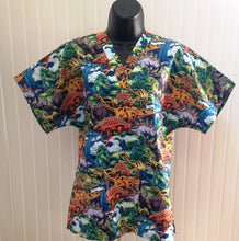 Load image into Gallery viewer, Dinosaurs Medical Scrub Top Prehistoric Unisex Style for Men & Women