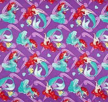 Load image into Gallery viewer, Little Mermaid Ariel & Flounder Purple Fabric Unisex Medical Surgical Scrub Caps Men & Women Tie Back and Bouffant Hat Styles