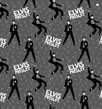 Load image into Gallery viewer, Solid Black Scrub Top with Music Elvis Presley *Neck Band & Pocket Options* Medical Scrub Top Unisex Style Shirt for Men & Women