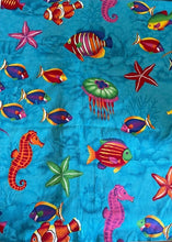 Load image into Gallery viewer, Beautiful Tropical Fish Seahorse, Starfish, Angle Fish Large Print Nurse Medical Scrub Top Unisex Style for Men & Women