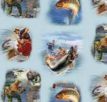 Load image into Gallery viewer, Men Fishing Sport Blue Fabric Nurse Medical Scrub Top Unisex Men & Women