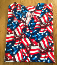Load image into Gallery viewer, Patriotic Medical Scrub Top American Waving USA Flags Stars & Stripes Unisex Style for Men & Women