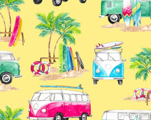 Load image into Gallery viewer, Hawaiian Tropical Surfside VW Vans Medical Scrub Top Yellow Unisex Style for Men & Women