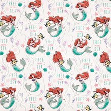 Load image into Gallery viewer, Little Mermaid Ariel Flounder Free As The Sea White Fabric Unisex Medical Surgical Scrub Caps Men & Women Tie Back and Bouffant Hat Styles