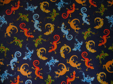 Load image into Gallery viewer, Bright Colorful Gecko Lizard Reptiles Navy Fabric Unisex Medical Surgical Scrub Caps Men & Women Tie Back and Bouffant Hat Styles