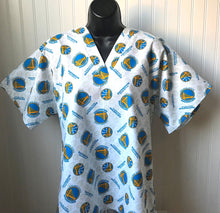 Load image into Gallery viewer, Basketball Golden State Warriors Medical Scrub Top Unisex Relaxed Style Men's Scrub Top Women's Scrub Top
