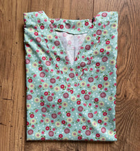 Load image into Gallery viewer, Floral Flowers on Green Teal Fabric Medical Scrub Top Unisex Generic Relaxed Style for Men & Women