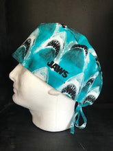 Load image into Gallery viewer, JAWS Shark Movie Fabric Unisex Medical Surgical Scrub Caps Men & Women Tie Back and Bouffant Hat Styles