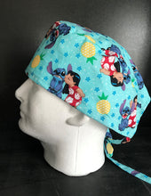Load image into Gallery viewer, Lilo & Stitch Pineapple Fabric Nurse Unisex Medical Surgical Scrub Caps Men & Women Tie Back and Bouffant Hat Styles