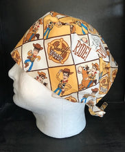 Load image into Gallery viewer, Toy Story Sherriff Woody Let's Ride Fabric Nurse Unisex Medical Surgical Scrub Caps Men & Women Tie Back and Bouffant Hat Styles