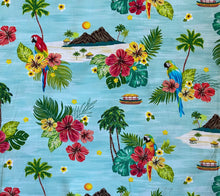 Load image into Gallery viewer, Hawaiian Parrots Hibiscus Medical Scrub Top Unisex Style for Men & Women