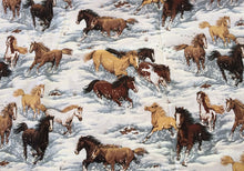 Load image into Gallery viewer, Beautiful Wild Horses Running in Snow Fabric Unisex Medical Surgical Scrub Caps Men & Women Tie Back and Bouffant Hat Styles