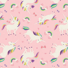 Load image into Gallery viewer, Unicorns & Rainbows Pink Fabric Nurse Medical Scrub Top Unisex Style Shirt for Men & Women