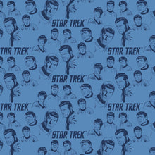 Load image into Gallery viewer, Star Trek Galaxy Crew Characters Blue Fabric Unisex Medical Surgical Scrub Caps Men & Women Tie Back and Bouffant Hat Styles