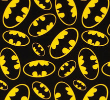 Load image into Gallery viewer, Solid Black Scrub Top with Batman Shield Black Fabric on *Neck Band & Pocket Options* Medical Scrub Top Unisex Style Shirt for Men & Women