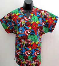 Load image into Gallery viewer, Marvel Superhero Medical Scrub Top Captain America Iron Man Thor Hulk Unisex Style Shirt for Men & Women