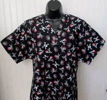 Load image into Gallery viewer, Jolly Roger Pirates Medical Scrub Top Skeleton Skull Unisex Style for Men & Women