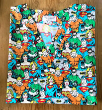 Load image into Gallery viewer, Justice League Medical Scrub Top Batman Aqua Man Superman Flash Gordon Super Girl Wonder Woman Unisex for Men & Women