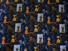 Load image into Gallery viewer, Animals Curious Kitty Cats Will Play When Everyone is Away Navy Fabric Stethoscope sock cover for Medical Professionals